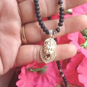 Narasimha Kavach with Shyma Black Original Tulsi and Silver Cap Necklace