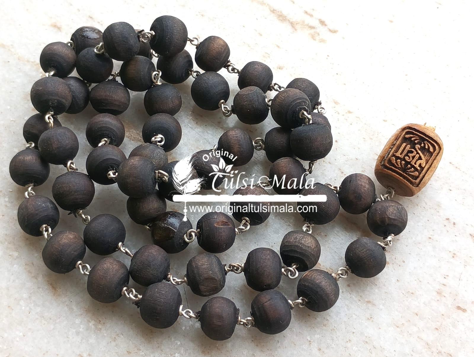 54 +1 Krishna / Shyama / Black Beads Silver Mala For Chanting And Wearing