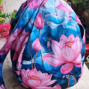 Lotus Printed Digital Japa Jholi Bag– Three-Side Digital Printed Cotton Bag – Premium