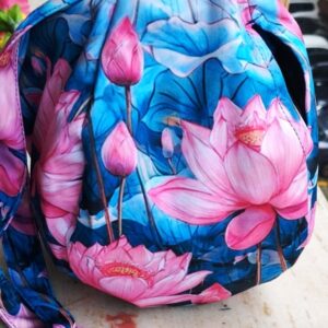 Lotus Printed Digital Japa Jholi Bag– Three-Side Digital Printed Cotton Bag – Premium