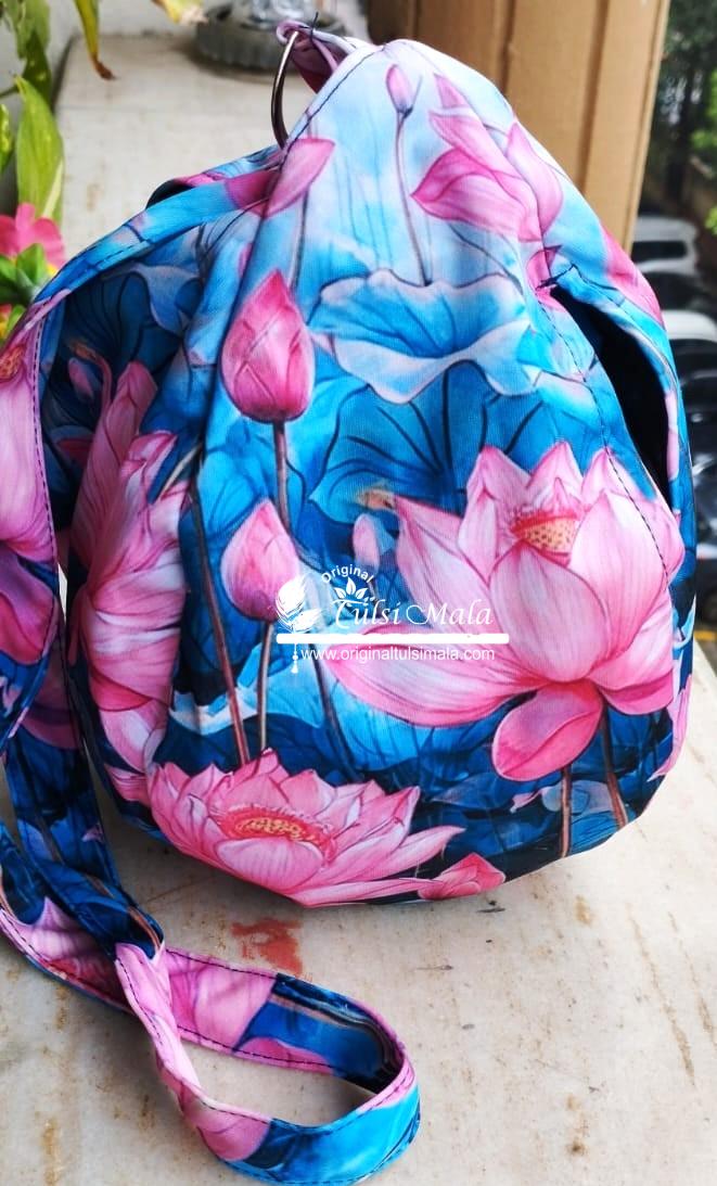 Lotus Printed Digital Japa Jholi Bag– Three-Side Digital Printed Cotton Bag – Premium