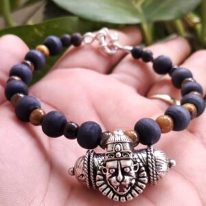 Pure Tulsi with Tiger Ball Special Narasimha Strong Kavach Silver Bracelet