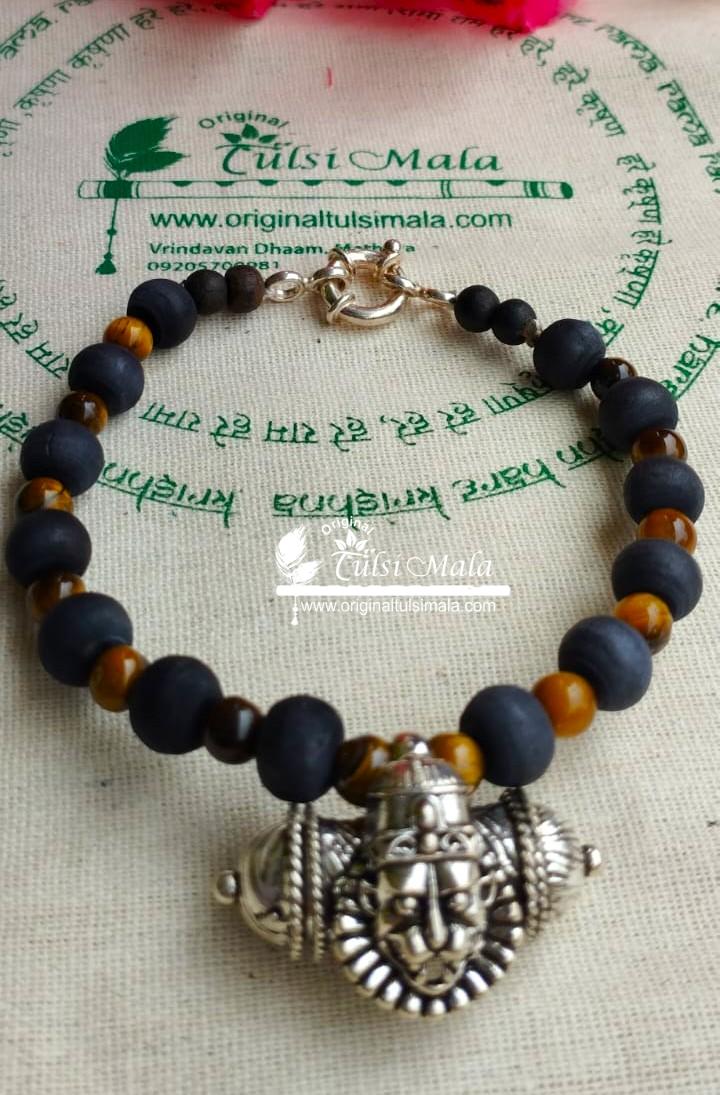 Pure Tulsi with Tiger Ball Special Narasimha Strong Kavach Silver Bracelet