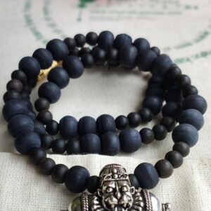 Narasimha Kavach with Shyma Black Original Tulsi and Silver Cap Necklace