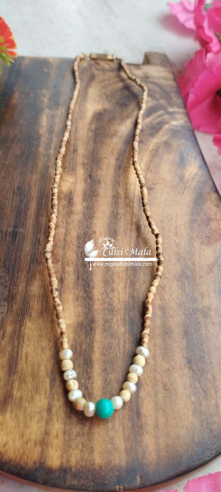 pearl Small Radha Locket Kanthi Mala – Tulsi Beads