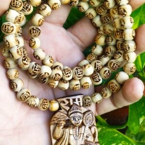 Shri Ram BHakt Hanuman ji tulsi  Locket Mala with 108 ram beads
