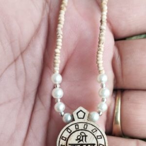 Radha Carved Tulsi Kanthi Mala with Real Pearls – Pure & Sacred