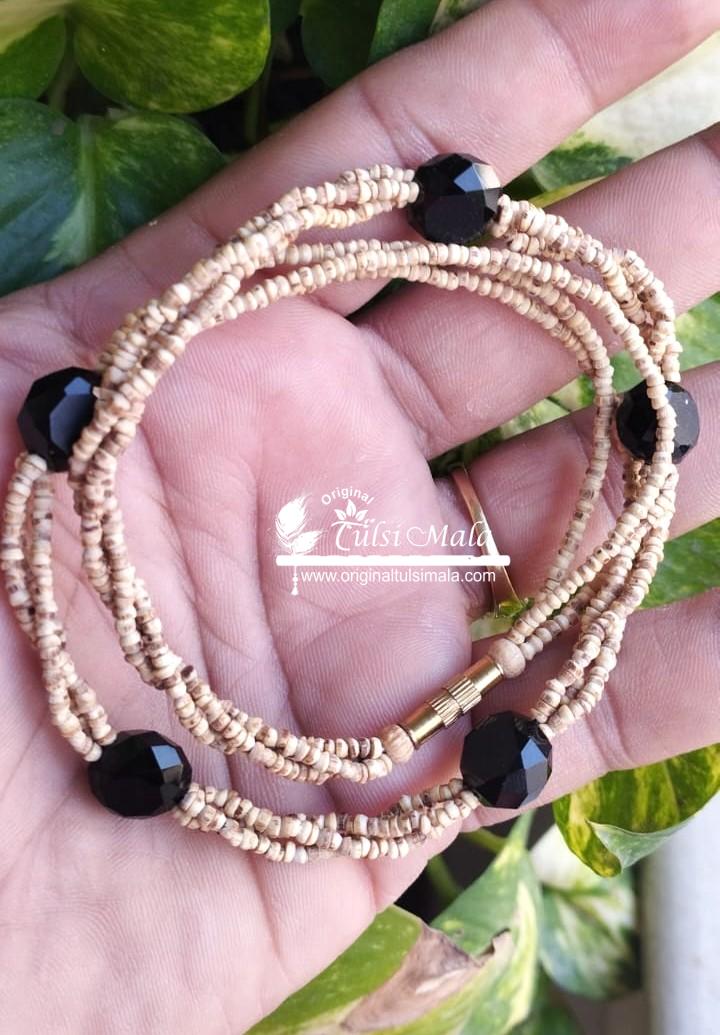 Pure Black Tulsi Triple String Kanthi necklace Mala