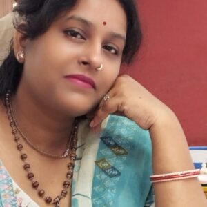 Matar mala pattern silver tulsi beads flower capped mala with Radhe Krishna locket - Premium