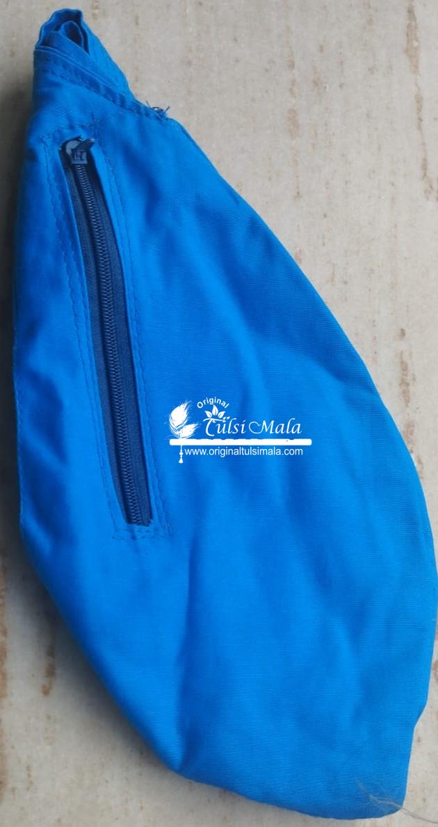 Blue Cotton Japa Bead Bag with Counter / Sakshi Mala – Premium