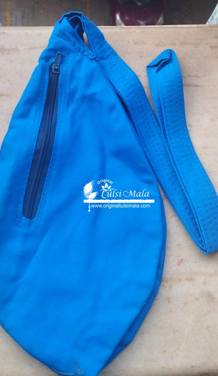 Blue Cotton Japa Bead Bag with Counter / Sakshi Mala – Premium