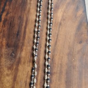 Sterling silver black rosary beads with silver cap tulsi mala