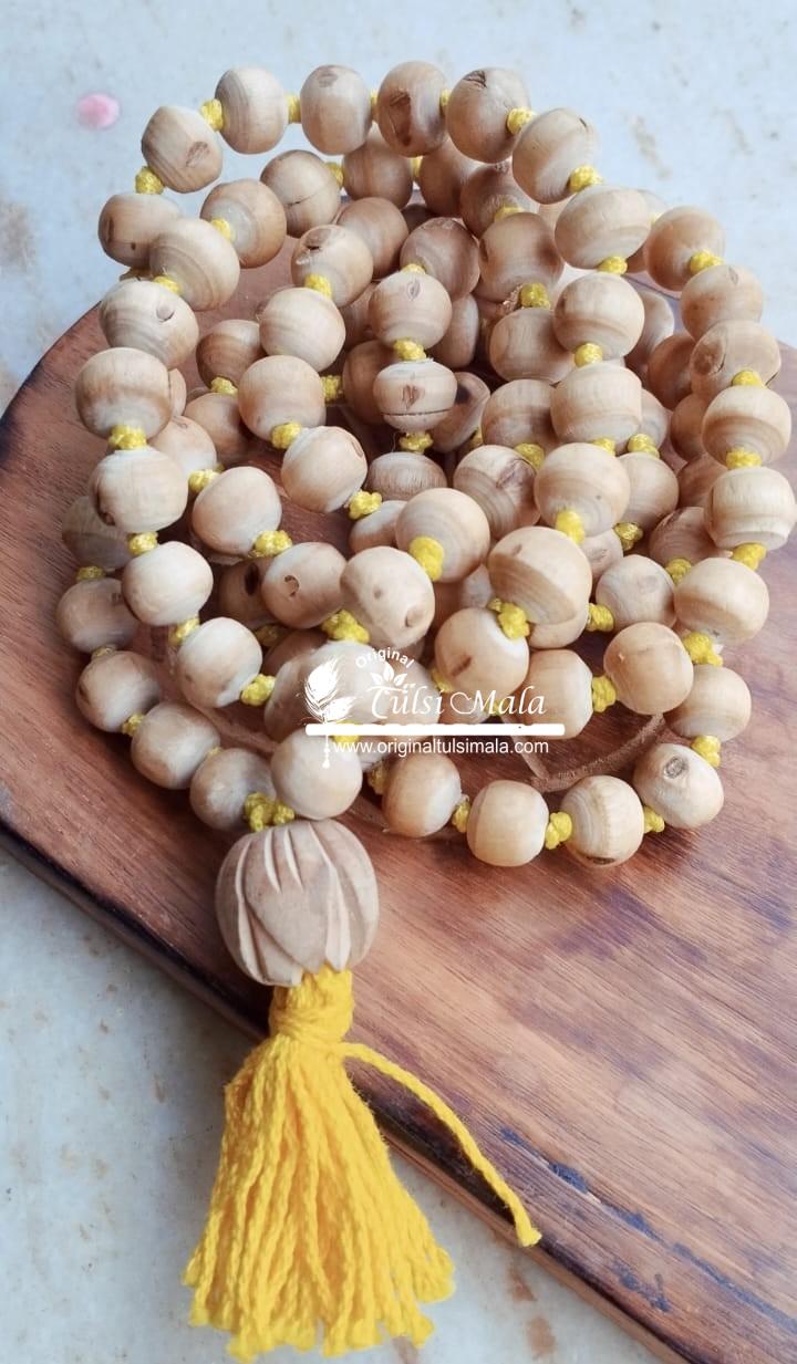 108 Beads Original Tulsi Mala Yellow Tassel With yellow Thread