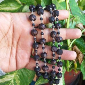 Lotus Tulsi Beads kanthi mala in Silver