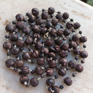 Lotus Tulsi Beads kanthi mala in Silver
