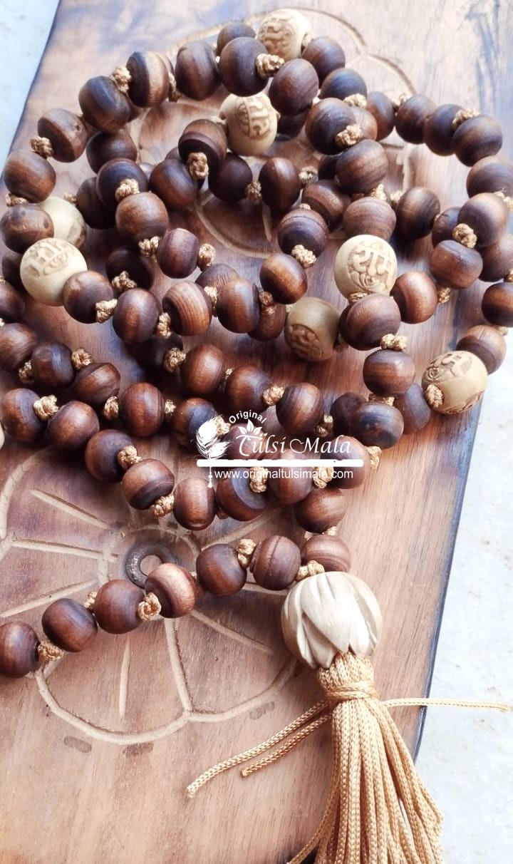 Shyma Tulsi Beads Japa Mala With Yellow Plain Japa Bag And Counter Mala Set