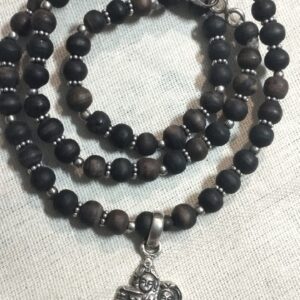 Radha Krishna Silver Tusli Beads Locket Mala