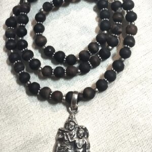 Radha Krishna Silver Tusli Beads Locket Mala