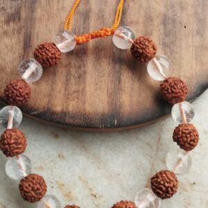 Rudraksha Sphatik Clear Quartz Bracelet - Rudraksha Beaded Bracelet - Unisex
