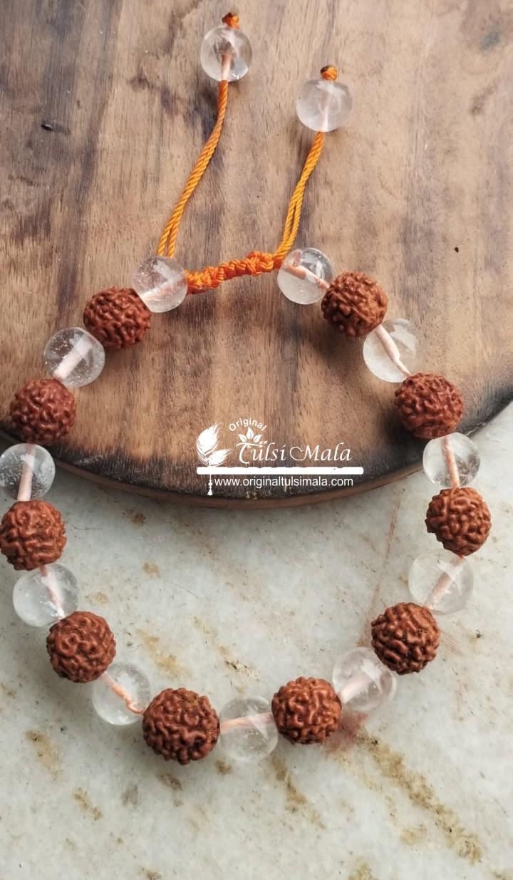 Rudraksha Sphatik Clear Quartz Bracelet - Rudraksha Beaded Bracelet - Unisex