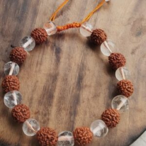 Rudraksha Sphatik Clear Quartz Bracelet - Rudraksha Beaded Bracelet - Unisex