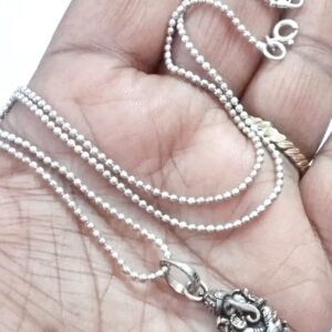 Beautiful Design Ganesh Ji Silver Pendant Mala