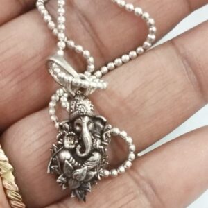 Beautiful Design Ganesh Ji Silver Pendant Mala