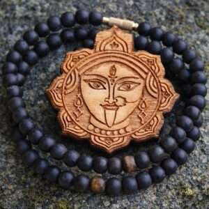 Beautifully Design Kali Maa Tulsi Carved Locket Pendant Mala