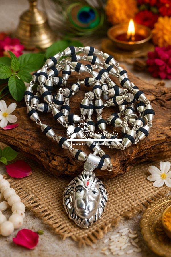 Buy Silver Narasimha Kavach Tulsi Mala Online
