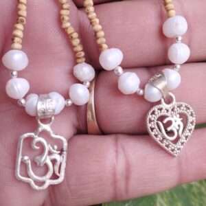 Stone with white Bright original Moti And Silver Tulsi Kanthi Mala