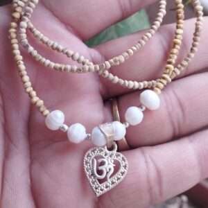 Stone with white Bright original Moti And Silver Tulsi Kanthi Mala