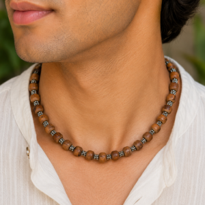 Shyama Tulsi Beads Kanthi with Sterling balls - Brownie Garland