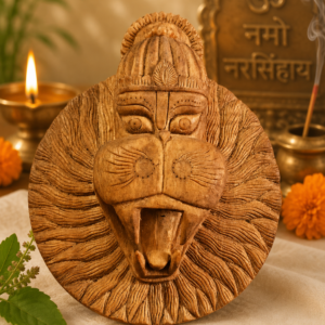 Premium Handcrafted Tulsi Wood Made Narsimha dev Face naam seva