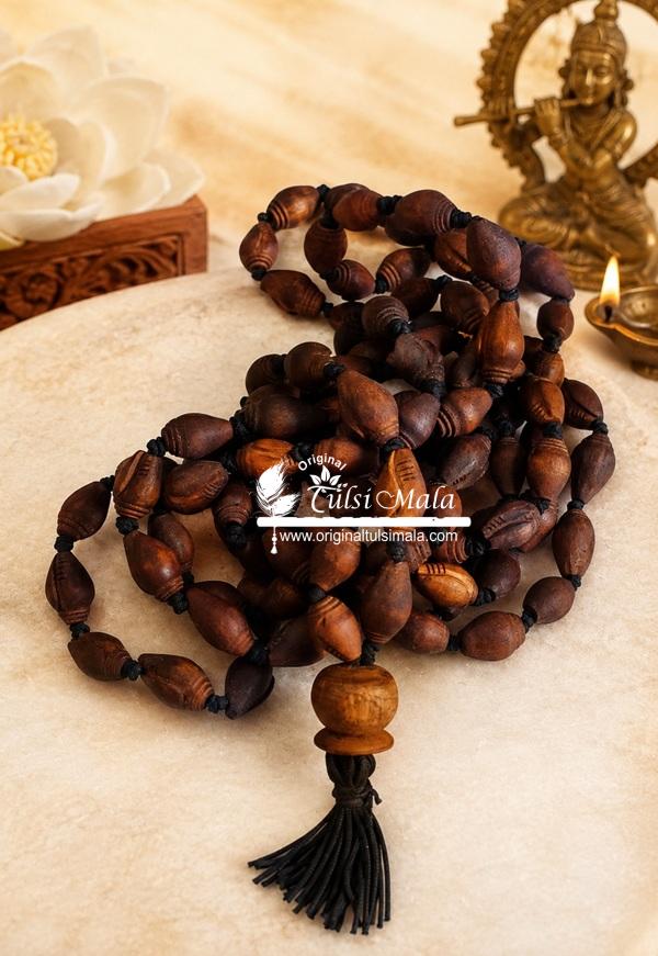 Premium Quality Tulsi Wood Made Conch Shankh Design Japa Mala