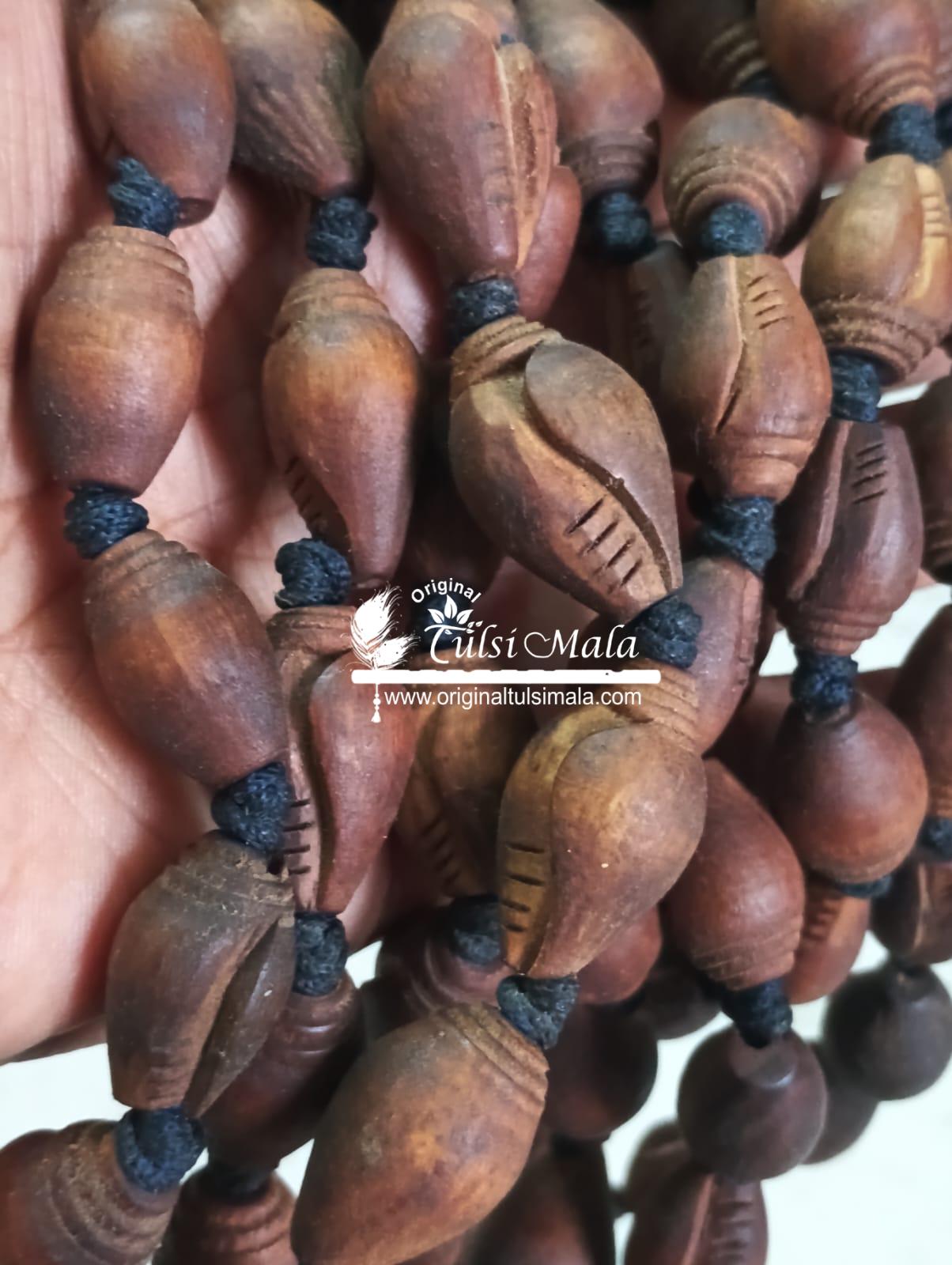 Premium Quality Tulsi Wood Made Conch Shankh Design Japa Mala