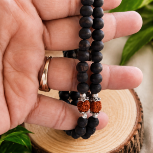 Black Shyma Tulsi Beads With Rudrakh Kathi Mala
