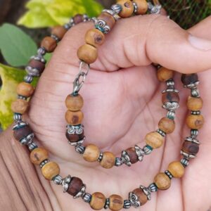 Shyama Tulsi Beads Kanthi with Sterling caps – Brownie Garland