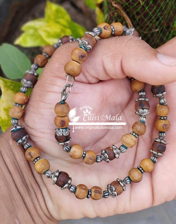 Shyama Tulsi Beads Kanthi with Sterling caps – Brownie Garland