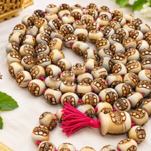 Sita Ram with Hanuman Carved Big Size Beads Original Tulsi Mala