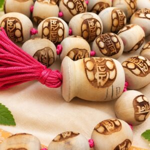 Sita Ram with Hanuman Carved Big Size Beads Original Tulsi Mala