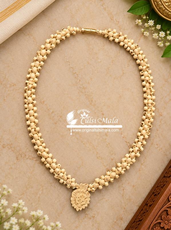Radha Carved Design Tulsi Neck Kanthi Mala