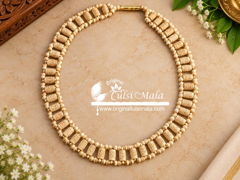Radha Carved Design Tulsi Neck Kanthi Mala